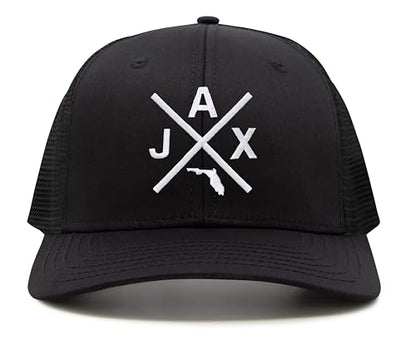 International Tie Jacksonville Jax Hat for Men and Women - Snapback Trucker Baseball Cap (All Black)