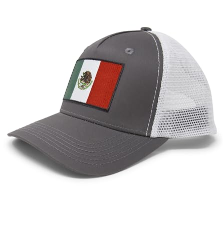 Mexico Flag Trucker Baseball Snapback Hat (Grey White) - International Tie