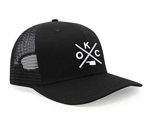 International Tie Oklahoma City OKC Hat for Men and Women - Snapback Trucker Baseball Cap (All Black)