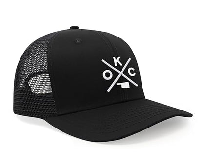 International Tie Oklahoma City OKC Hat for Men and Women - Snapback Trucker Baseball Cap (All Black)