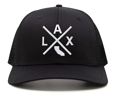 International Tie Los Angeles International Airport LAX Hat for Men and Women - Snapback Trucker Baseball Cap (All Black)
