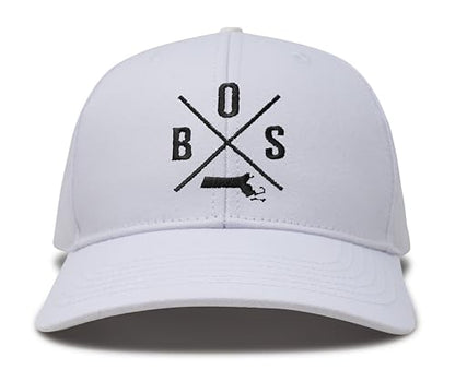 International Tie Boston BOS Hat for Men and Women - Snapback Trucker Baseball Cap (All White)