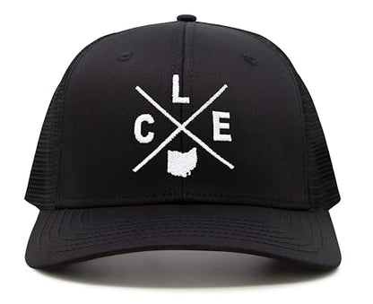 International Tie Premium Cleveland CLE Hat for Men and Women – Snapback Trucker Baseball Cap (All Black)