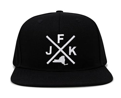 International Tie John F. Kennedy International Airport JFK Hat for Men and Women - Snapback Trucker Baseball Cap (Black Flatbill)