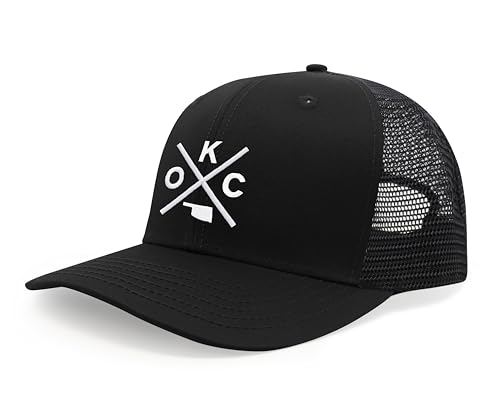 International Tie Oklahoma City OKC Hat for Men and Women - Snapback Trucker Baseball Cap (All Black)