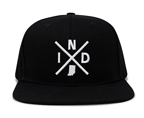 International Tie Indiana IND Hat for Men and Women - Snapback Trucker Baseball Cap (Black Flatbill)