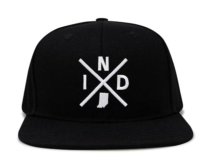 International Tie Indiana IND Hat for Men and Women - Snapback Trucker Baseball Cap (Black Flatbill)