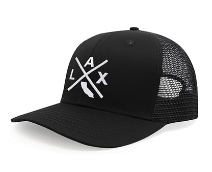 International Tie Los Angeles International Airport LAX Hat for Men and Women - Snapback Trucker Baseball Cap (All Black)