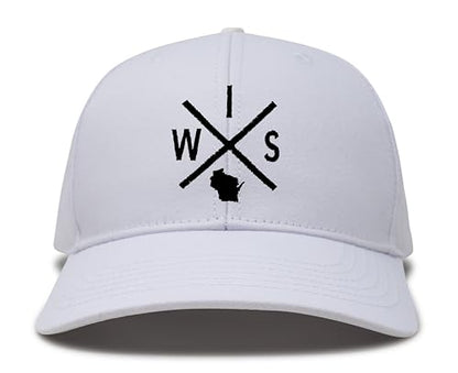 International Tie Wisconsin WIS hat for Men and Women - Snapback Trucker Baseball Cap (All White)