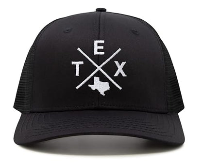 International Tie Texas TEX Hat for Men and Women – Lone Star Snapback Trucker Baseball Cap (All Black)