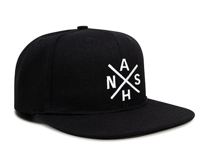 International Tie Nashville NASH Hat for Men and Women - Snapback Trucker Baseball Cap (Black Flatbill)