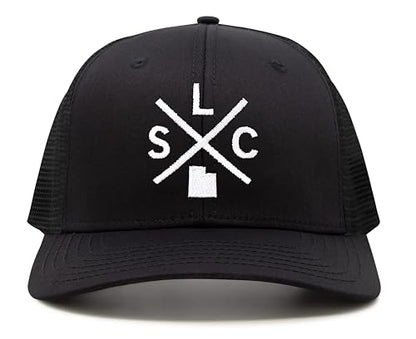 International Tie Salt Lake City SLC Hat for Men and Women - Snapback Trucker Baseball Cap (All Black)