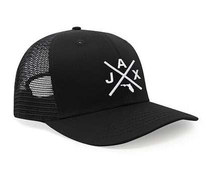 International Tie Jacksonville Jax Hat for Men and Women - Snapback Trucker Baseball Cap (All Black)