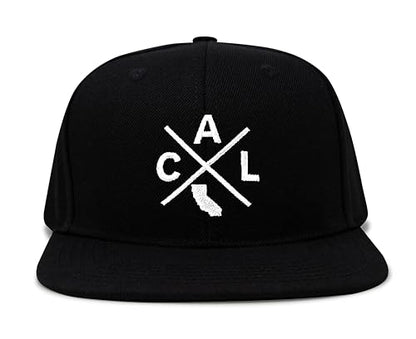 International Tie Premium California Cal Hat for Men and Women – Snapback Trucker Baseball Cap (Black Flatbill)