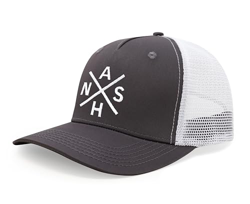 International Tie Nashville NASH Hat for Men and Women - Snapback Trucker Baseball Cap (Grey/White)