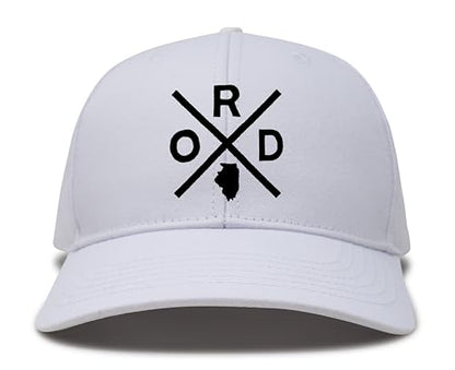 International Tie Chicago O'Hare International Airport ORD hat for Men and Women - Snapback Trucker Baseball Cap (All White)