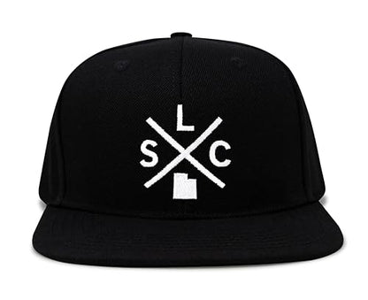 International Tie Salt Lake City SLC Hat for Men and Women - Snapback Trucker Baseball Cap (Black Flatbill)
