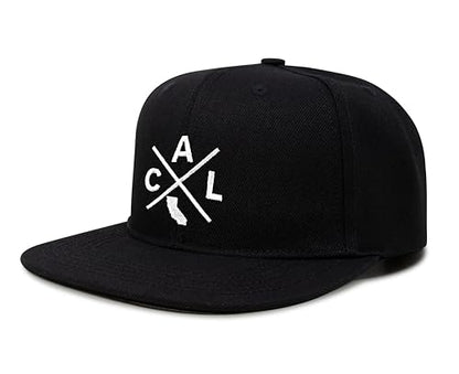 International Tie Premium California Cal Hat for Men and Women – Snapback Trucker Baseball Cap (Black Flatbill)