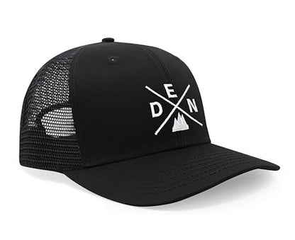 International Tie Premium Denver DEN Hat for Men and Women – Snapback Trucker Baseball Cap (All Black)