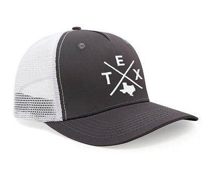 International Tie Texas TEX Hat for Men and Women – Lone Star Snapback Trucker Baseball Cap (Grey/White)