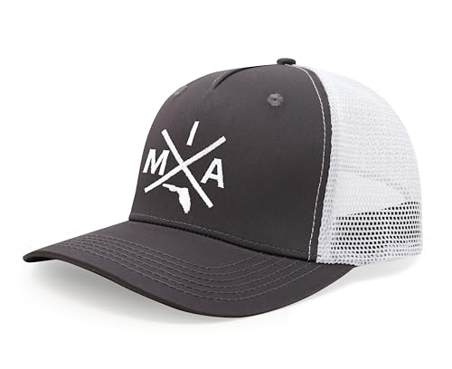 International Tie Miami MIA Hat for Men and Women - Snapback Trucker Baseball Cap (Grey/White)