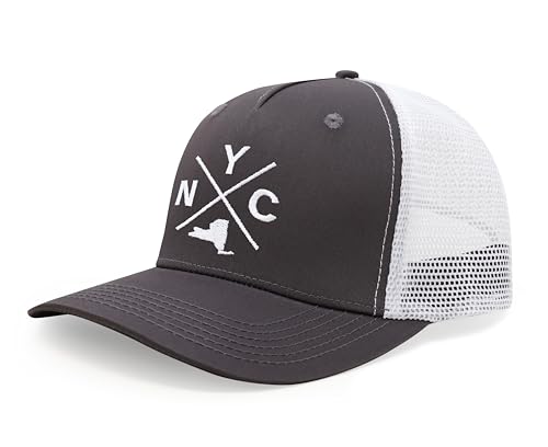 International Tie Premium New York City NYC Hat for Men and Women – Snapback Trucker Baseball Cap (Grey/White)