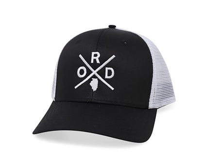 International Tie Premium Chicago O’Hare International Airport ORD Hat for Men and Women – Snapback Trucker Baseball Cap (Black/White)