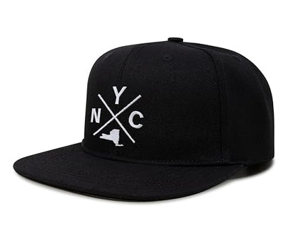 International Tie Premium New York City NYC Hat for Men and Women – Snapback Trucker Baseball Cap (Black Flatbill)
