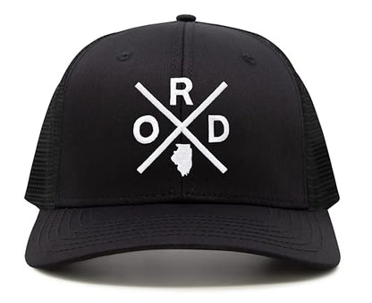 International Tie Premium Chicago O’Hare International Airport ORD Hat for Men and Women – Snapback Trucker Baseball Cap (All Black)
