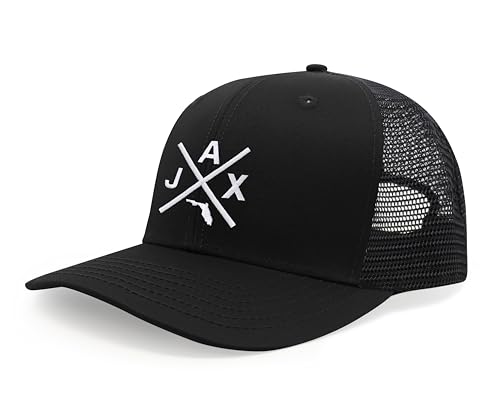 International Tie Jacksonville Jax Hat for Men and Women - Snapback Trucker Baseball Cap (All Black)