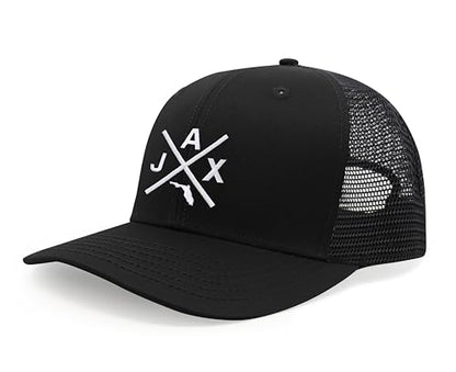 International Tie Jacksonville Jax Hat for Men and Women - Snapback Trucker Baseball Cap (All Black)