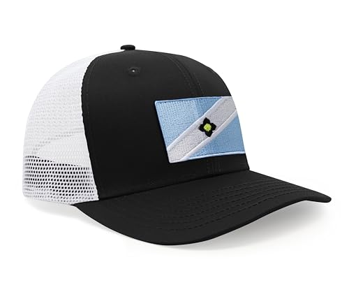 International Tie Premium Madison Flag Hat for Men and Women - Snapback Trucker Baseball Cap (Black White)