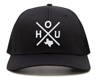 International Tie Houston HOU Hat for Men and Women - Snapback Trucker Baseball Cap (All Black)