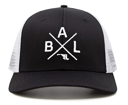 International Tie Premium Baltimore BAL Hat for Men and Women – Snapback Trucker Baseball Cap (Black/White)