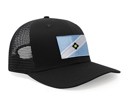 International Tie Premium Madison Flag Hat for Men and Women - Snapback Trucker Baseball Cap (All Black)