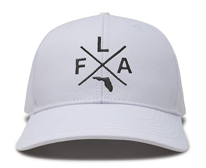 International Tie Florida FLA Hat for Men and Women - Snapback Trucker Baseball Cap (All White)