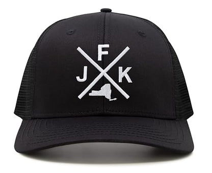 International Tie John F. Kennedy International Airport JFK Hat for Men and Women - Snapback Trucker Baseball Cap (All Black)