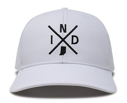 International Tie Indiana IND hat for Men and Women - Snapback Trucker Baseball Cap (All White)