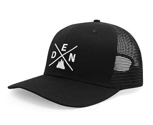 International Tie Premium Denver DEN Hat for Men and Women – Snapback Trucker Baseball Cap (All Black)