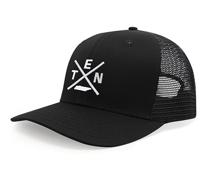 International Tie Tennessee Ten Hat for Men and Women - Snapback Trucker Baseball Cap (All Black)
