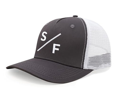 International Tie San Francisco SF Hat for Men and Women - Snapback Trucker Baseball Cap (Grey/White)