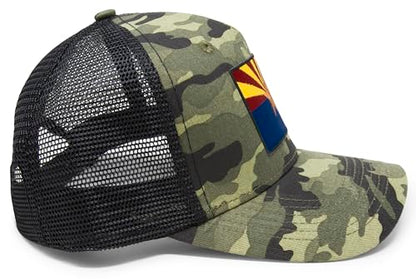 Arizona Flag Trucker Baseball Snapback Hat (Camouflage) - International Tie
