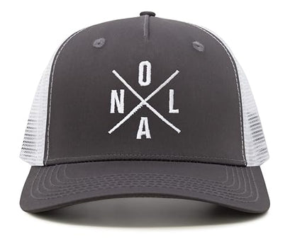 International Tie Premium New Orleans NOLA Hat for Men and Women – Snapback Trucker Baseball Cap (Grey/White)