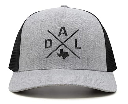 International Tie Premium Dallas DAL Hat for Men and Women – Snapback Trucker Baseball Cap (Grey/Black)