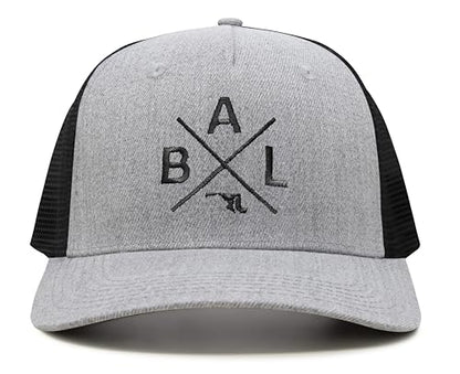 International Tie Baltimore BAL Hat for Men and Women - Snapback Trucker Baseball Cap (Grey/Black)