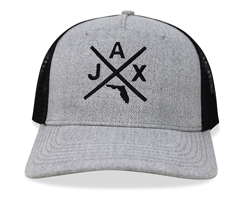 International Tie Jacksonville Jax Hat for Men and Women - Snapback Trucker Baseball Cap (Grey/Black)