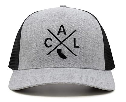 International Tie Premium California Cal Hat for Men and Women – Snapback Trucker Baseball Cap (Grey/Black)