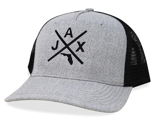 International Tie Jacksonville Jax Hat for Men and Women - Snapback Trucker Baseball Cap (Grey/Black)