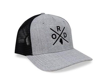 International Tie Premium Chicago O’Hare International Airport ORD Hat for Men and Women – Snapback Trucker Baseball Cap (Grey/Black)