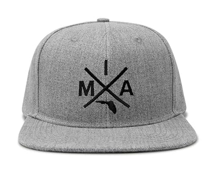 International Tie Miami MIA Hat for Men and Women - Snapback Trucker Baseball Cap (Grey Flatbill)